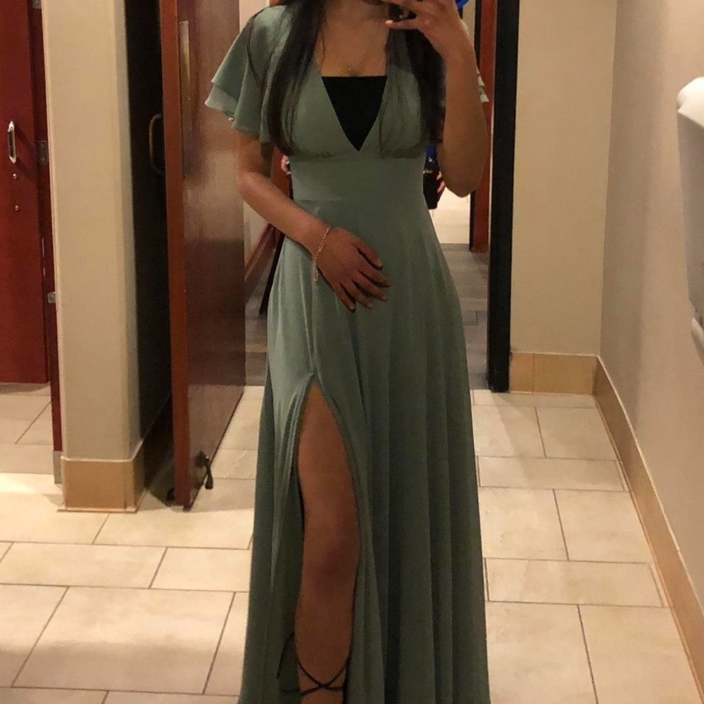 Green long princess and the frog vibe dress